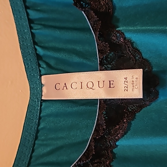 Cacique Teal and Black Lace Nighty in size 22/24 - Picture 6 of 9